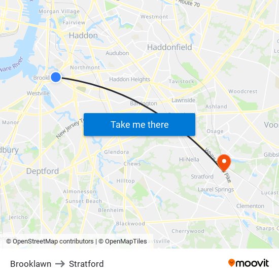 Brooklawn to Stratford map