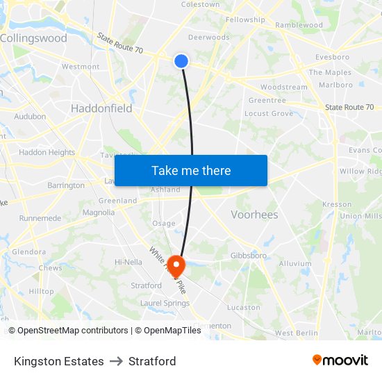 Kingston Estates to Stratford map