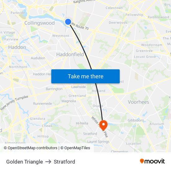 Golden Triangle to Stratford map