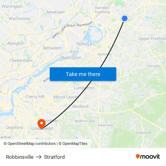 Robbinsville to Stratford map