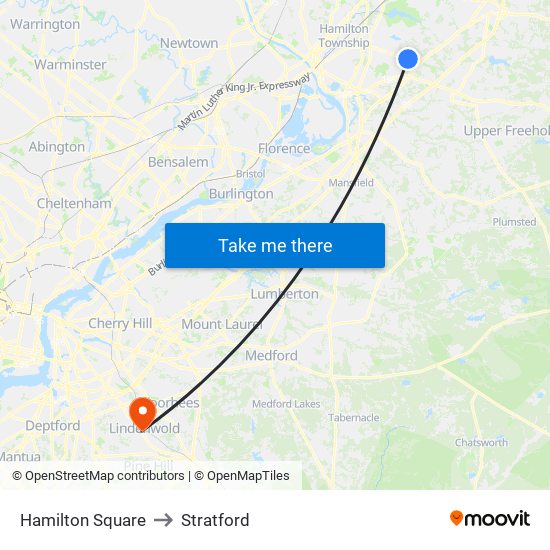Hamilton Square to Stratford map