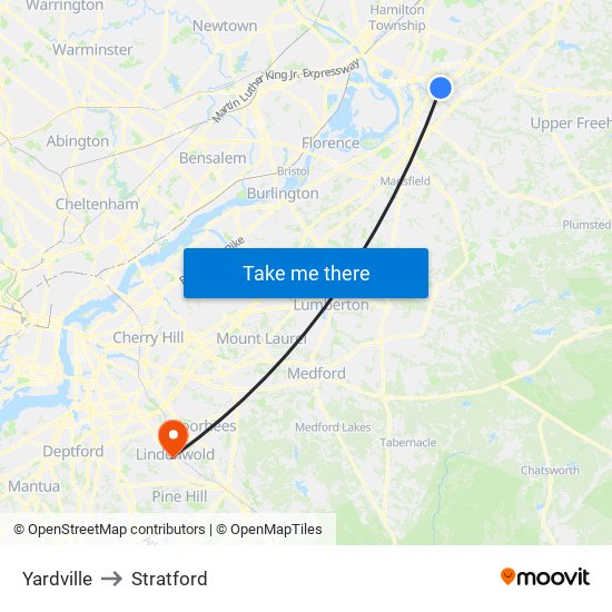 Yardville to Stratford map