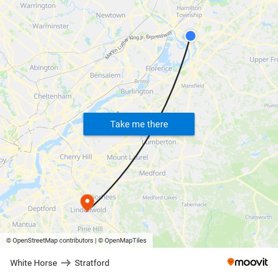 White Horse to Stratford map