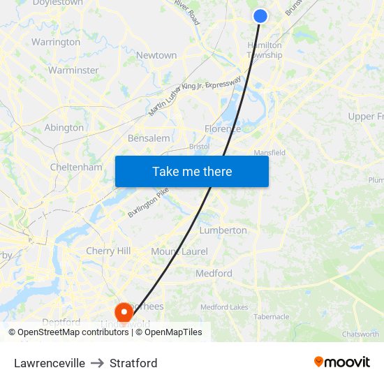 Lawrenceville to Stratford map