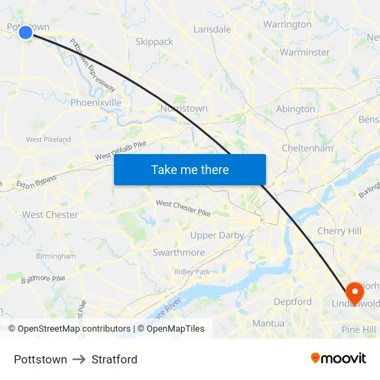 Pottstown to Stratford map