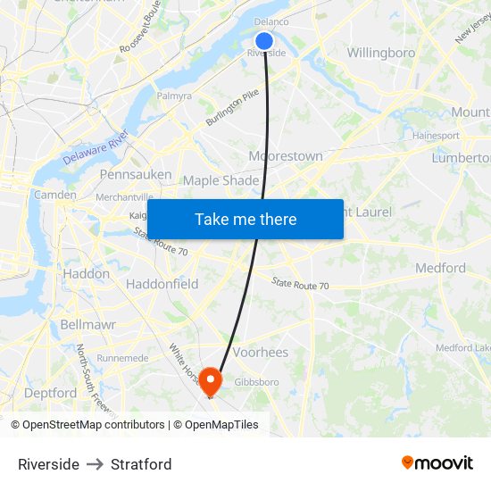 Riverside to Stratford map