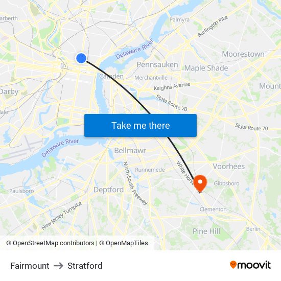Fairmount to Stratford map