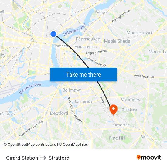 Girard Station to Stratford map