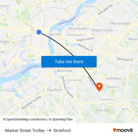 Market Street Trolley to Stratford map