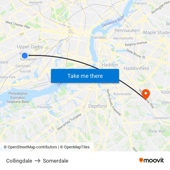 Collingdale to Somerdale map