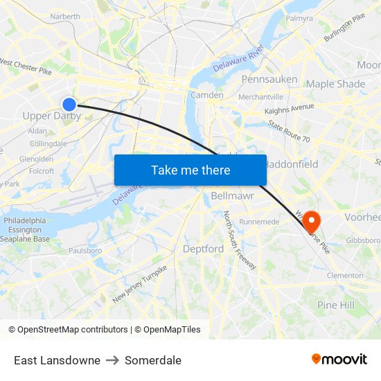 East Lansdowne to Somerdale map