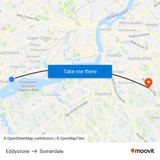 Eddystone to Somerdale map