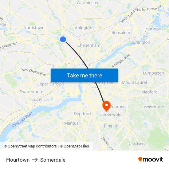 Flourtown to Somerdale map