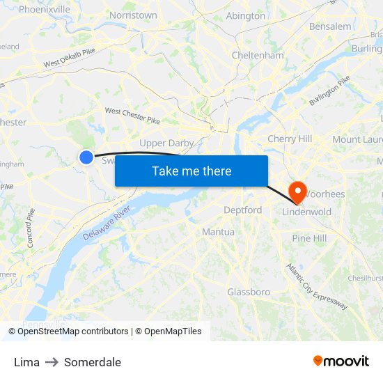 Lima to Somerdale map