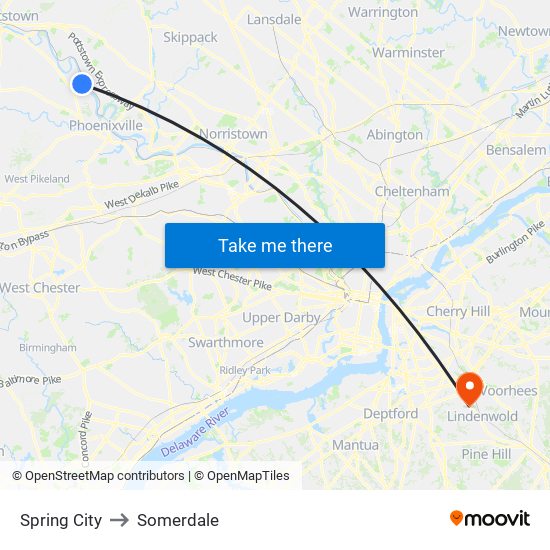 Spring City to Somerdale map