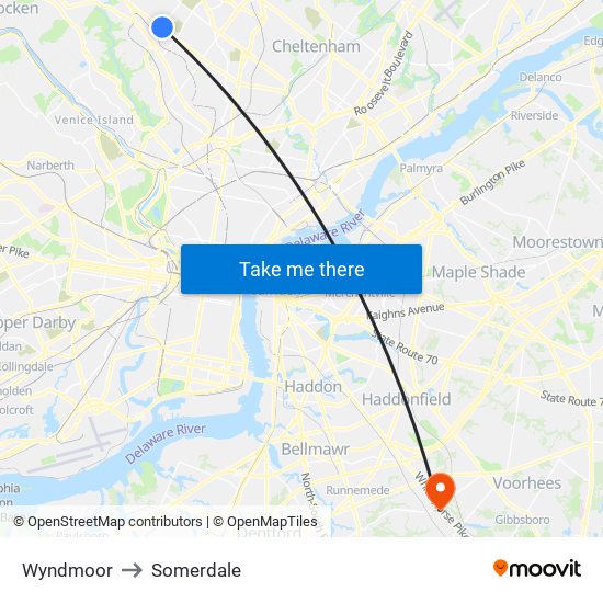 Wyndmoor to Somerdale map