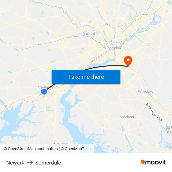 Newark to Somerdale map