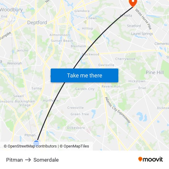 Pitman to Somerdale map