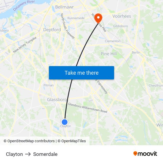 Clayton to Somerdale map