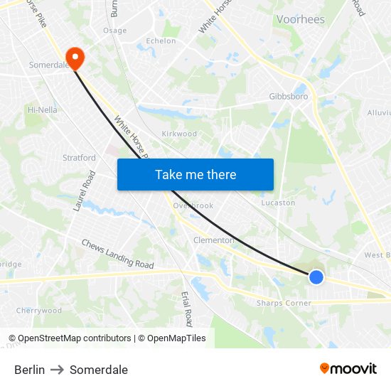 Berlin to Somerdale map