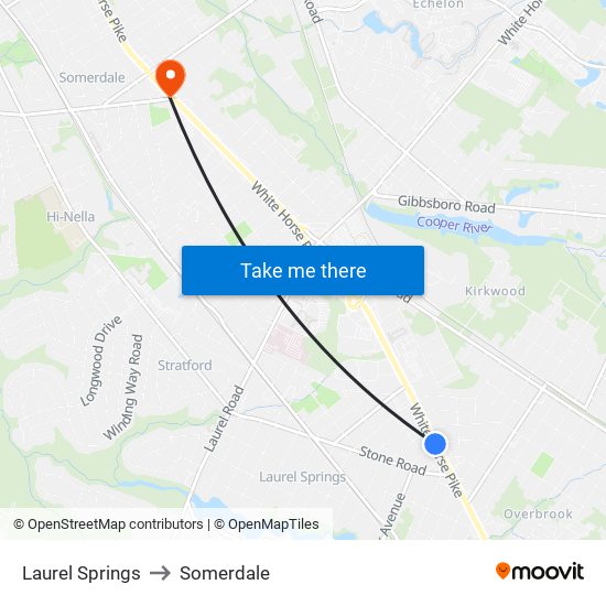 Laurel Springs to Somerdale map