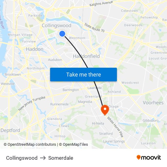 Collingswood to Somerdale map