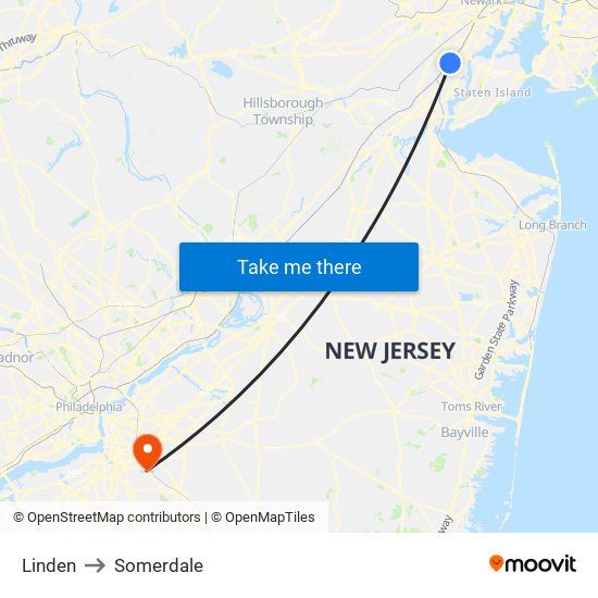 Linden to Somerdale map