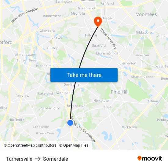 Turnersville to Somerdale map