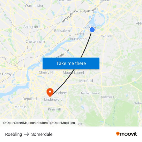 Roebling to Somerdale map