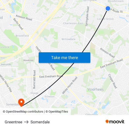 Greentree to Somerdale map