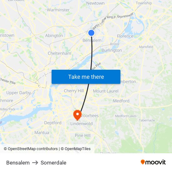 Bensalem to Somerdale map