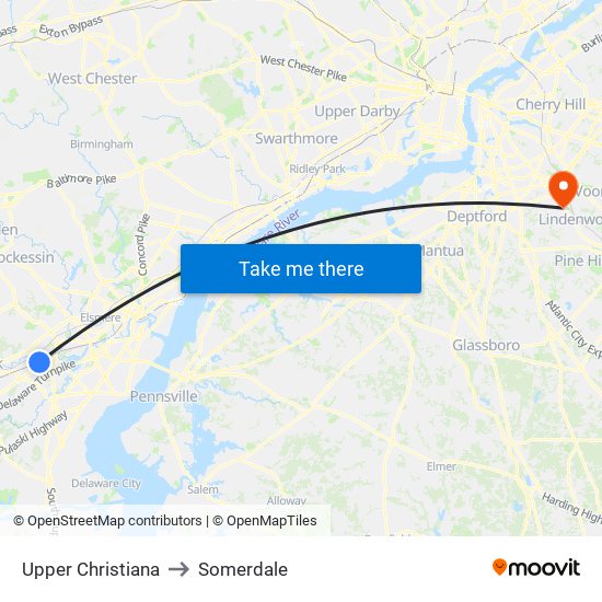 Upper Christiana to Somerdale map