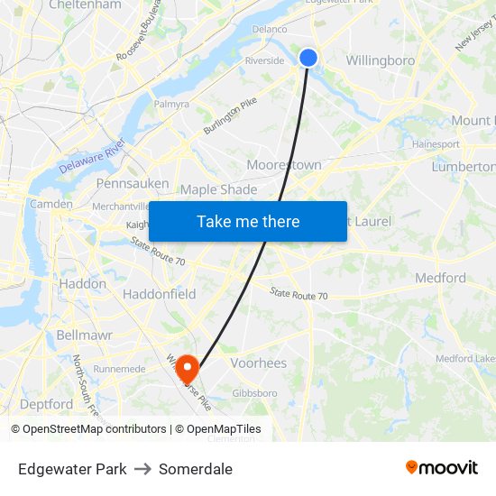 Edgewater Park to Somerdale map