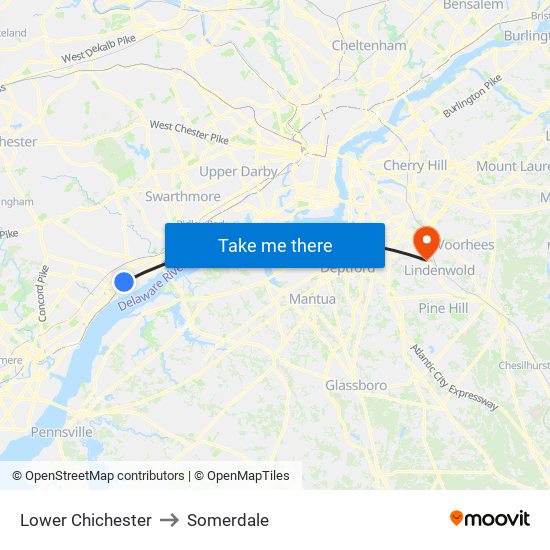 Lower Chichester to Somerdale map