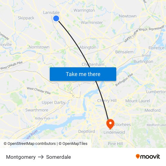 Montgomery to Somerdale map