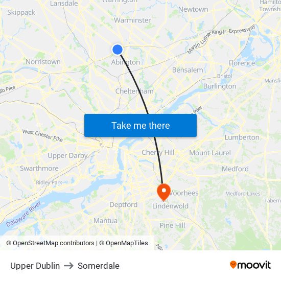 Upper Dublin to Somerdale map