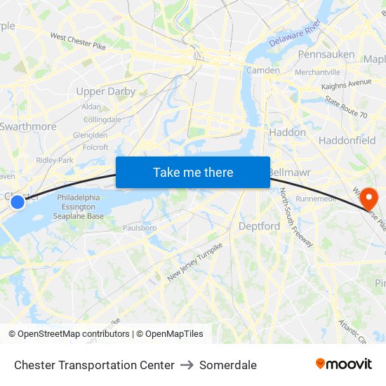 Chester Transportation Center to Somerdale map