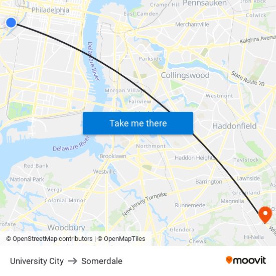 University City to Somerdale map