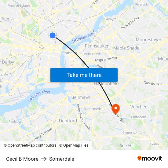 Cecil B Moore to Somerdale map