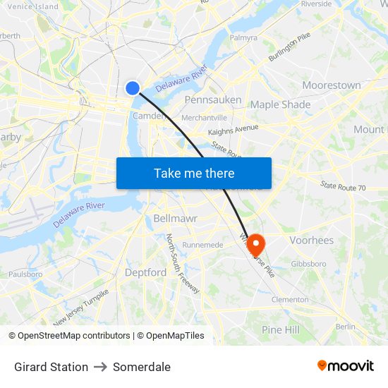 Girard Station to Somerdale map