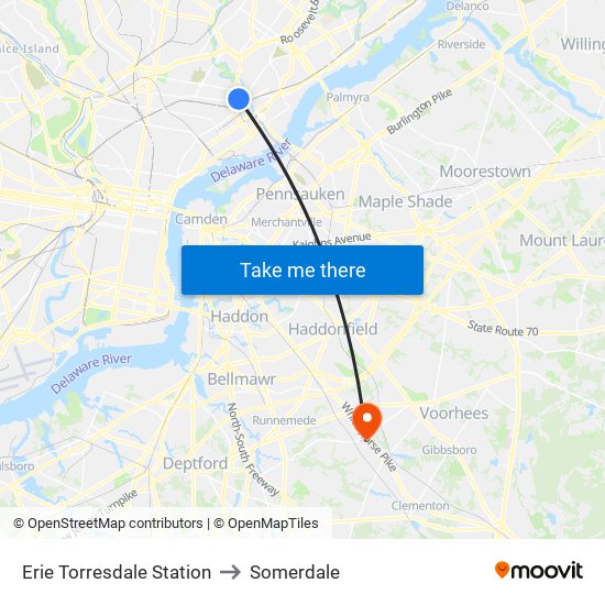 Erie Torresdale Station to Somerdale map