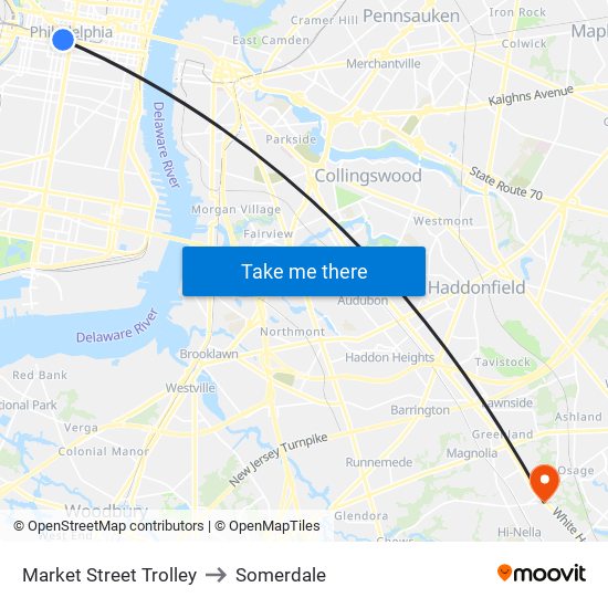 Market Street Trolley to Somerdale map