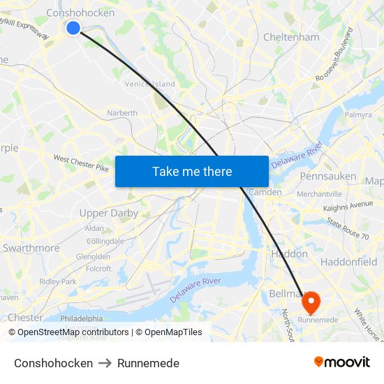 Conshohocken to Runnemede map