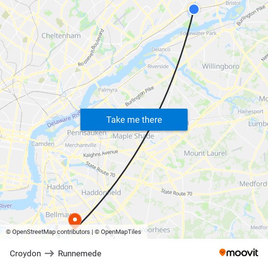 Croydon to Runnemede map