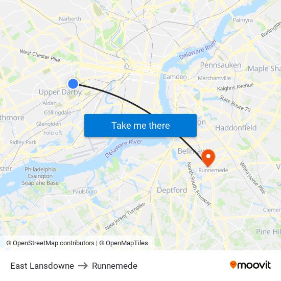 East Lansdowne to Runnemede map