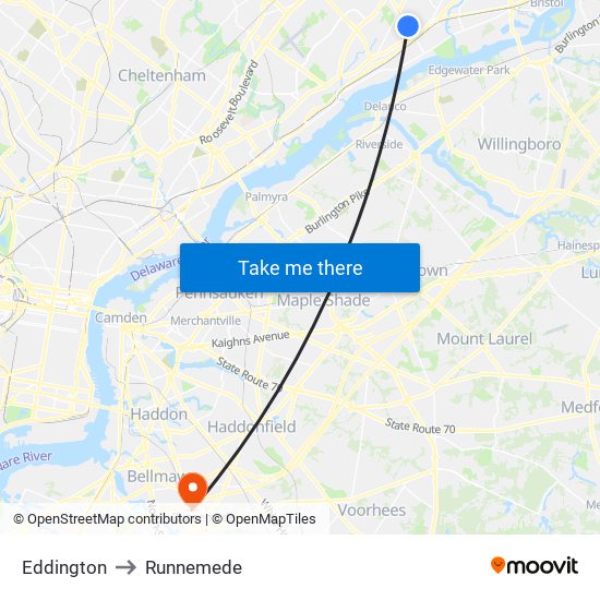 Eddington to Runnemede map