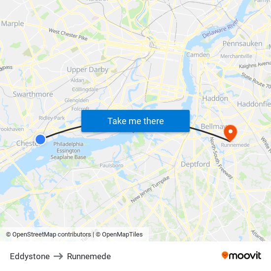 Eddystone to Runnemede map