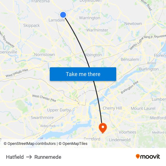 Hatfield to Runnemede map