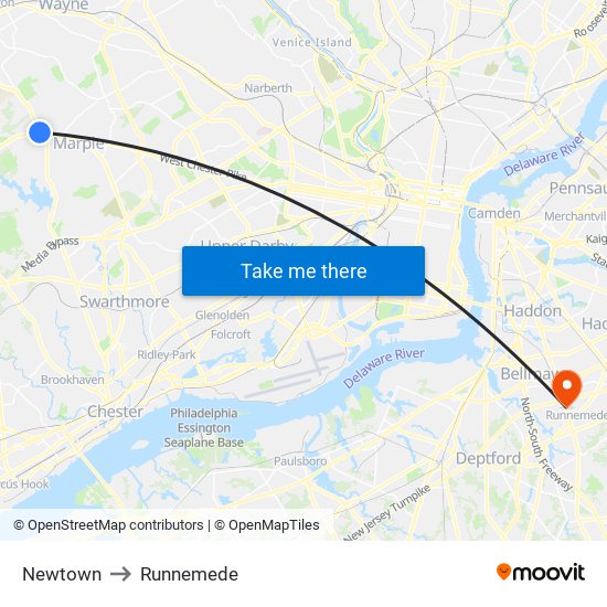 Newtown to Runnemede map