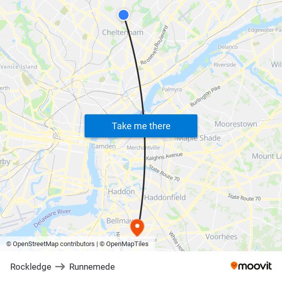 Rockledge to Runnemede map